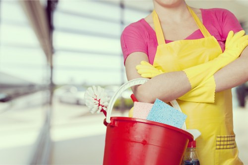 Cleaner preparing a carpet cleaning service in Canary Wharf